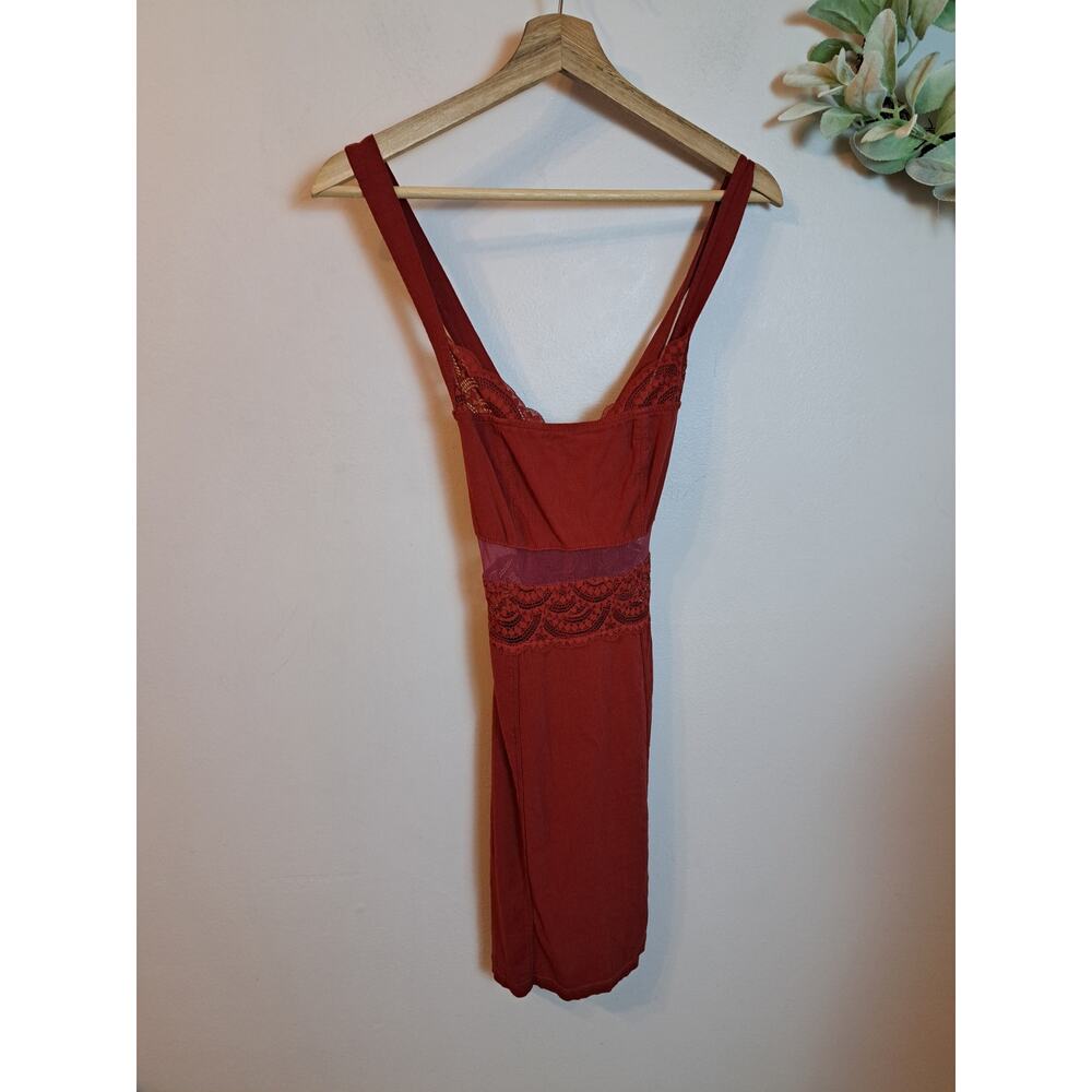 Free People Red Lace Thinkin Bout You Slip Dress Strappy Sz S - Picture 2 of 5
